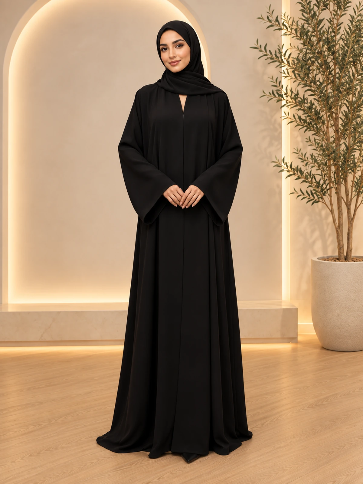 Black Plain Daily Wear Abaya